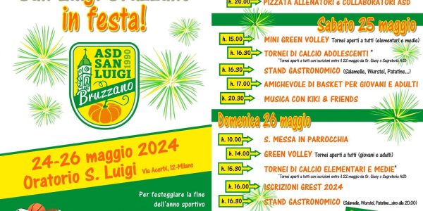 festa ASD San Luigi Bruzzano dal 24 al 26 Maggio